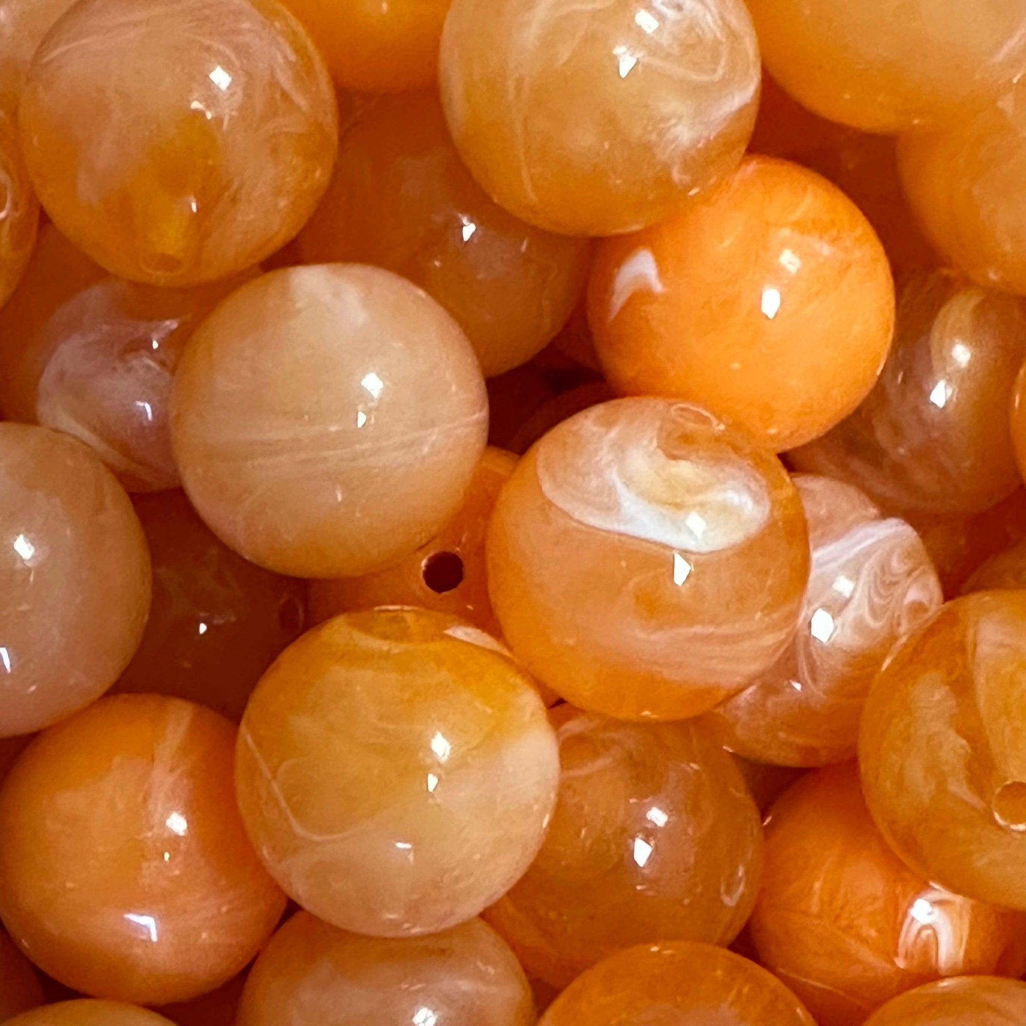 Acryl kraal marmer Oranje 16mm - per stuk-Kralen-Kraaltjes van Renate