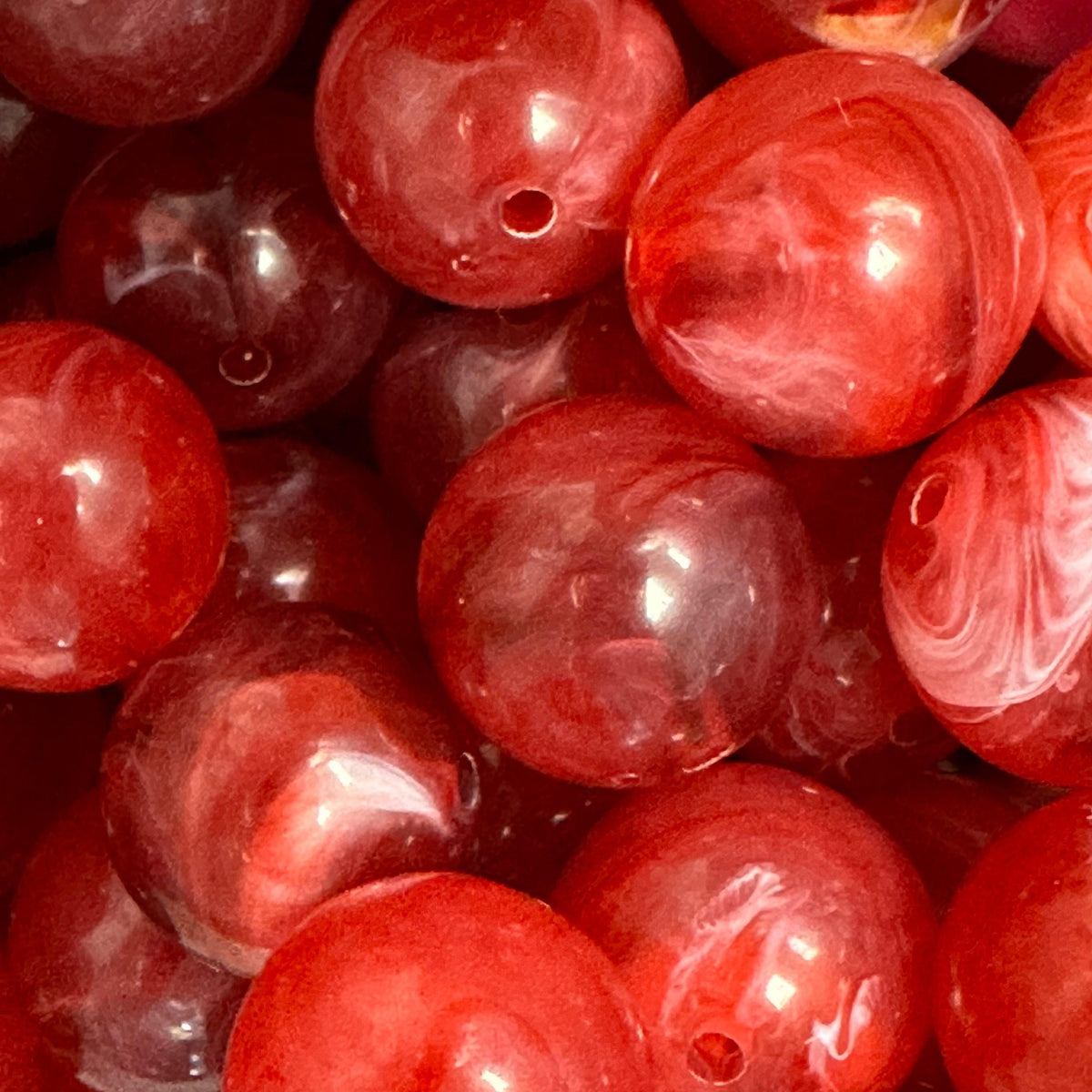 Acryl kraal marmer Rood 16mm - per stuk-Kralen-Kraaltjes van Renate