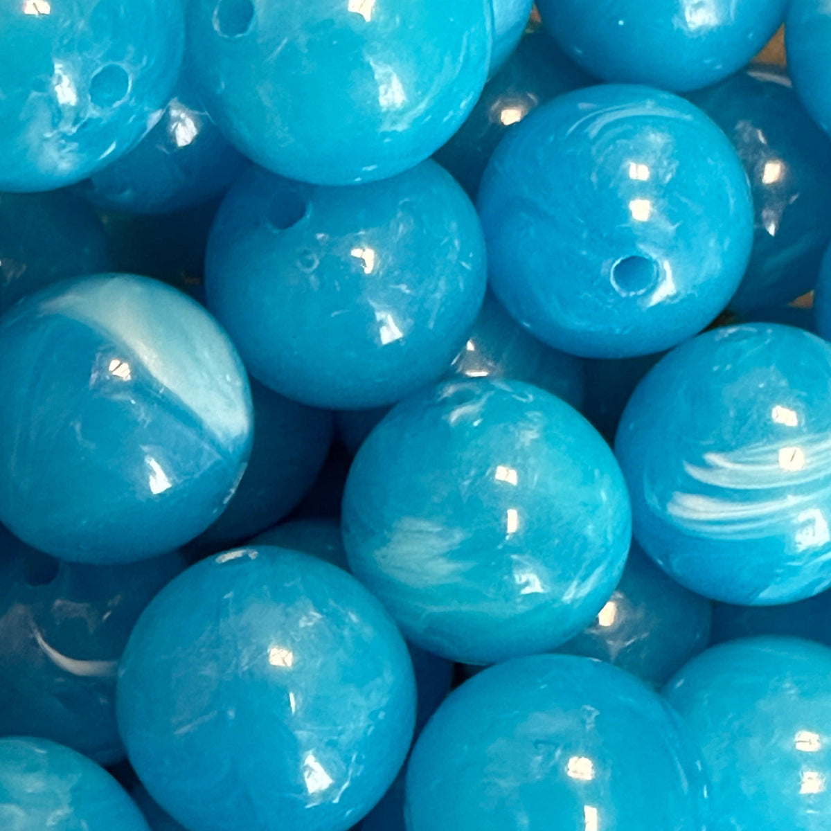 Acryl kraal marmer Sky Blue 16mm - per stuk-Kralen-Kraaltjes van Renate
