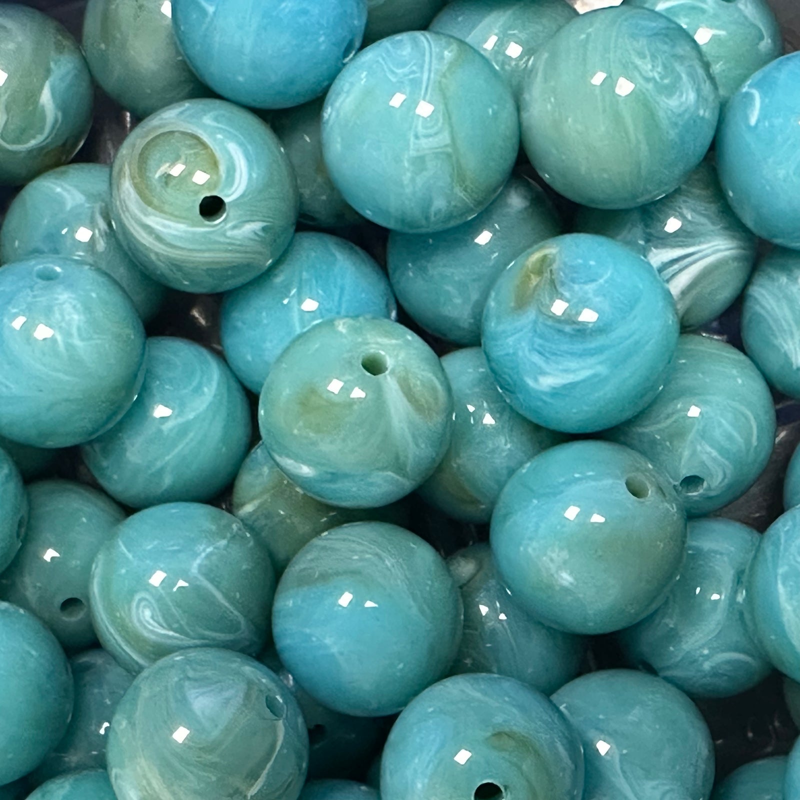 Acryl kraal marmer Turquoise 16mm - per stuk-Kralen-Kraaltjes van Renate