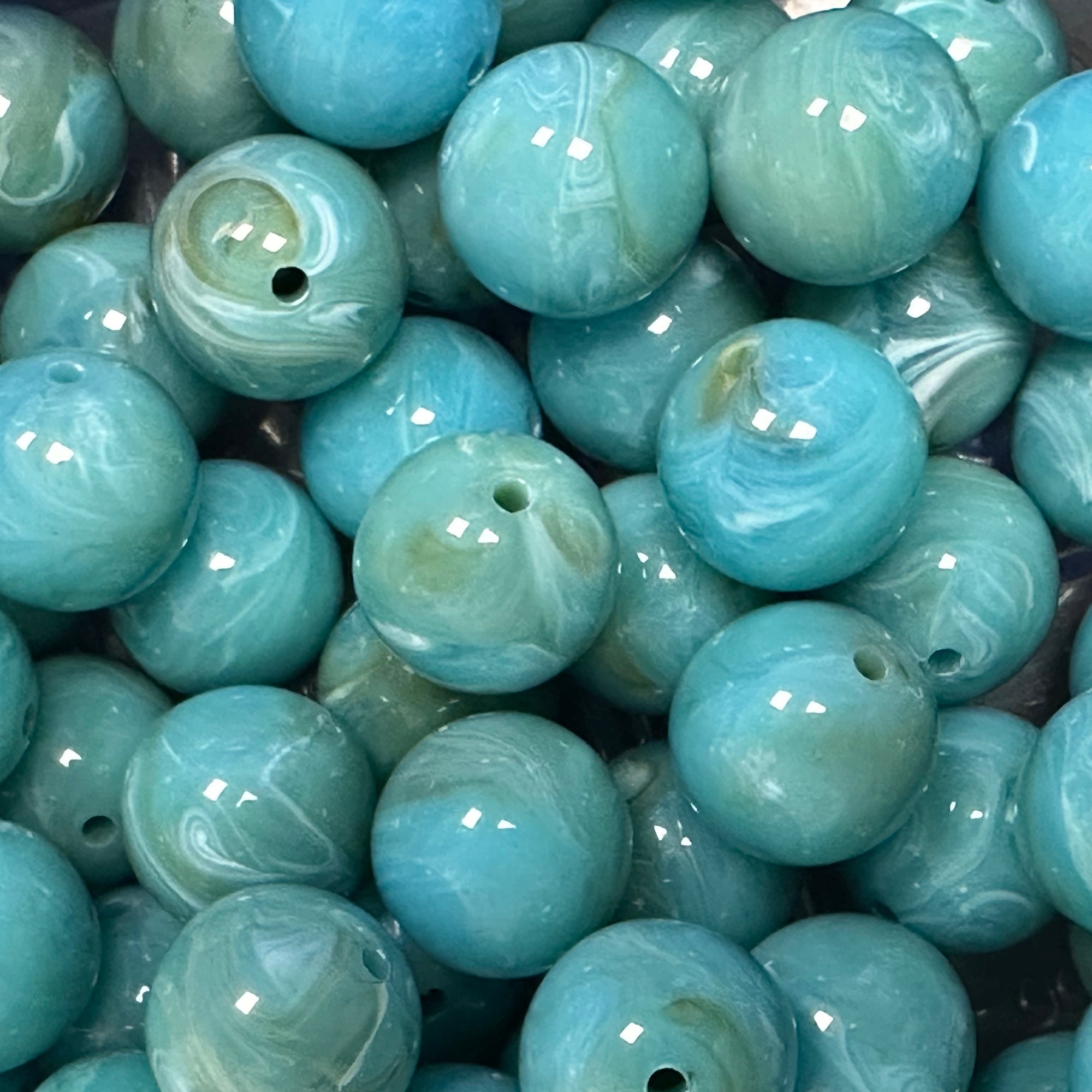 Acryl kraal marmer Turquoise 16mm - per stuk-Kralen-Kraaltjes van Renate