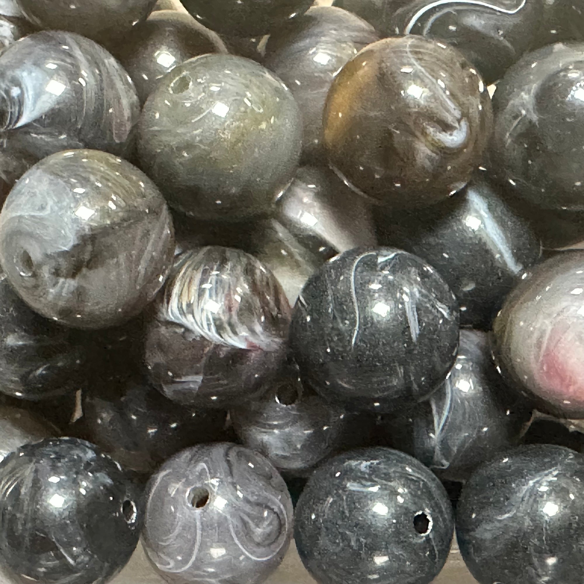 Acryl kraal marmer Zwart 16mm - per stuk-Kralen-Kraaltjes van Renate