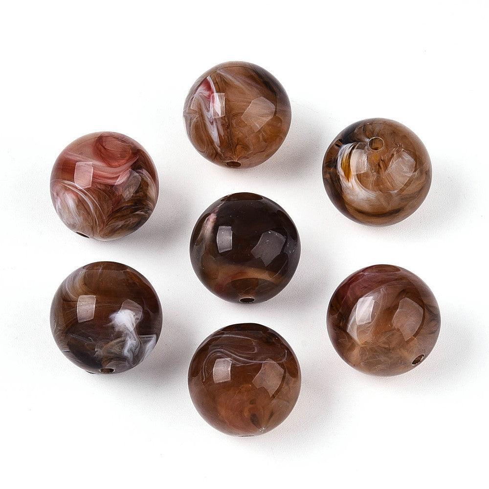 Acryl kraal marmer chocolade bruin 16mm - per stuk-Kralen-Kraaltjes van Renate