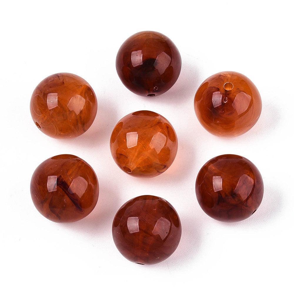 Acryl kraal marmer cognac 16mm - per stuk-Kralen-Kraaltjes van Renate