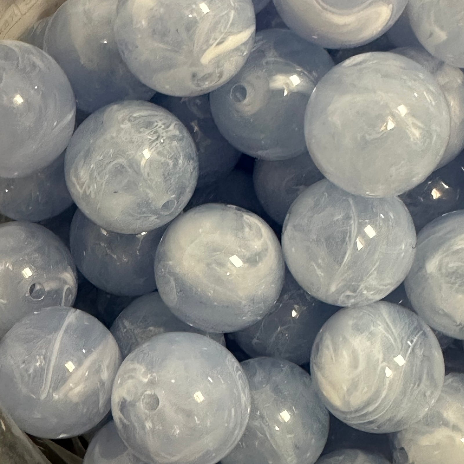 Acryl kraal marmer licht Blauw 16mm - per stuk-Kralen-Kraaltjes van Renate