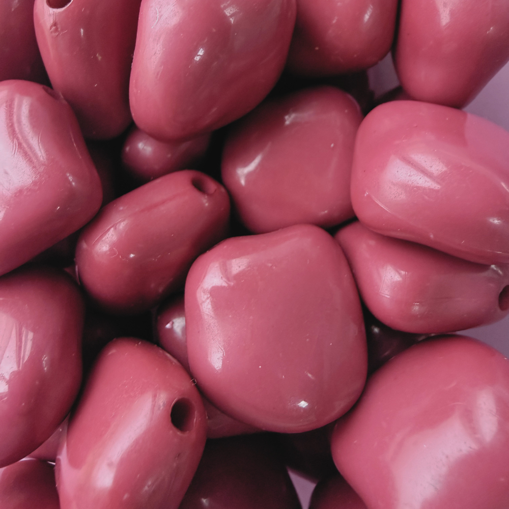 Acryl kraal nugget Donker Roze 23mm - per stuk-Onderdelen-Kraaltjes van Renate