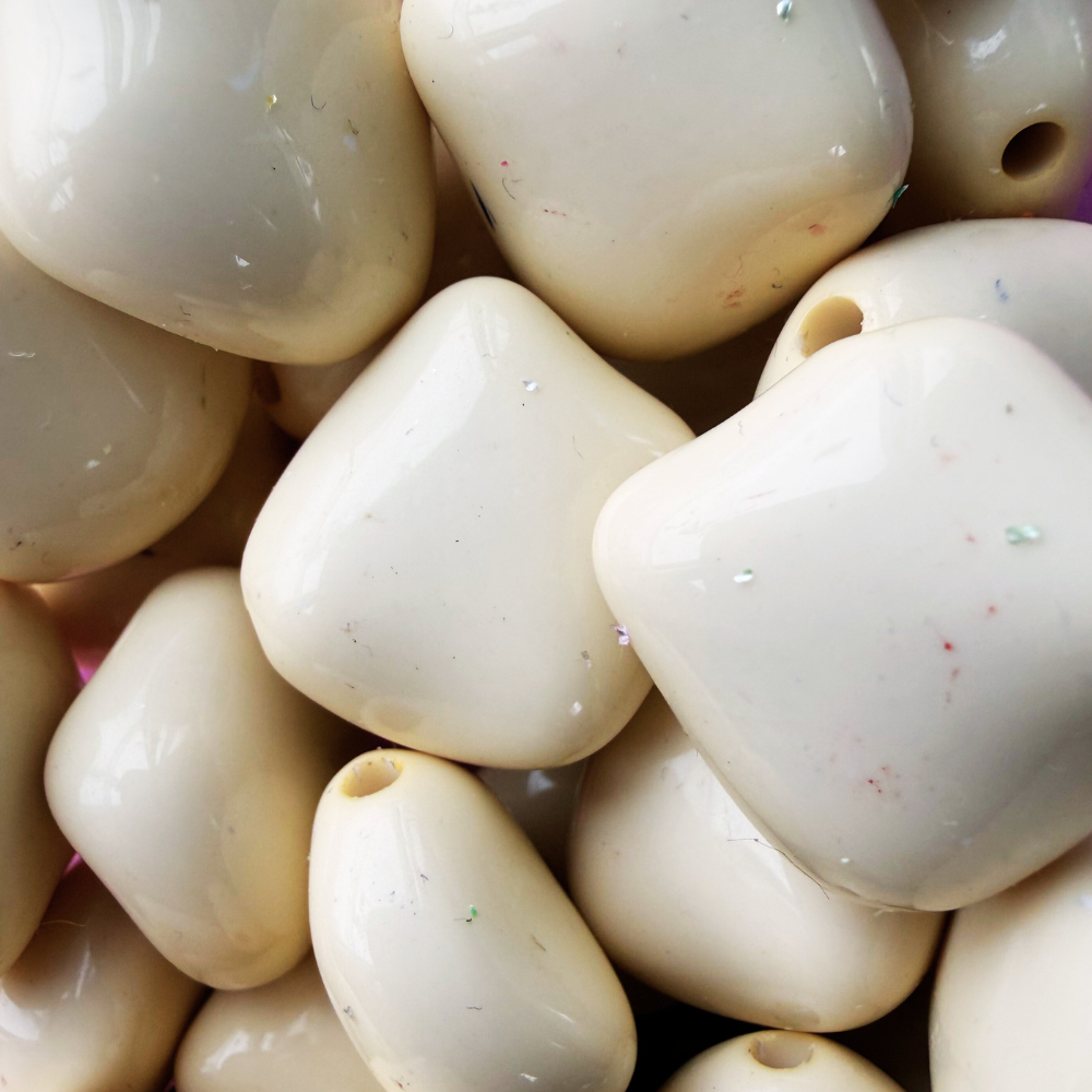 Acryl kraal nugget Off White 23mm - per stuk-Onderdelen-Kraaltjes van Renate