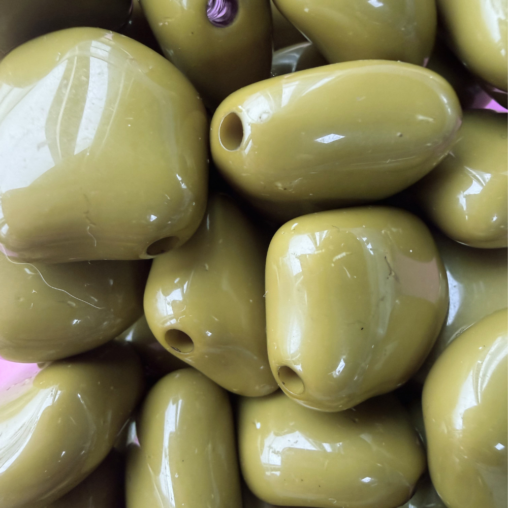 Acryl kraal nugget Olijf Groen 23mm - per stuk-Onderdelen-Kraaltjes van Renate