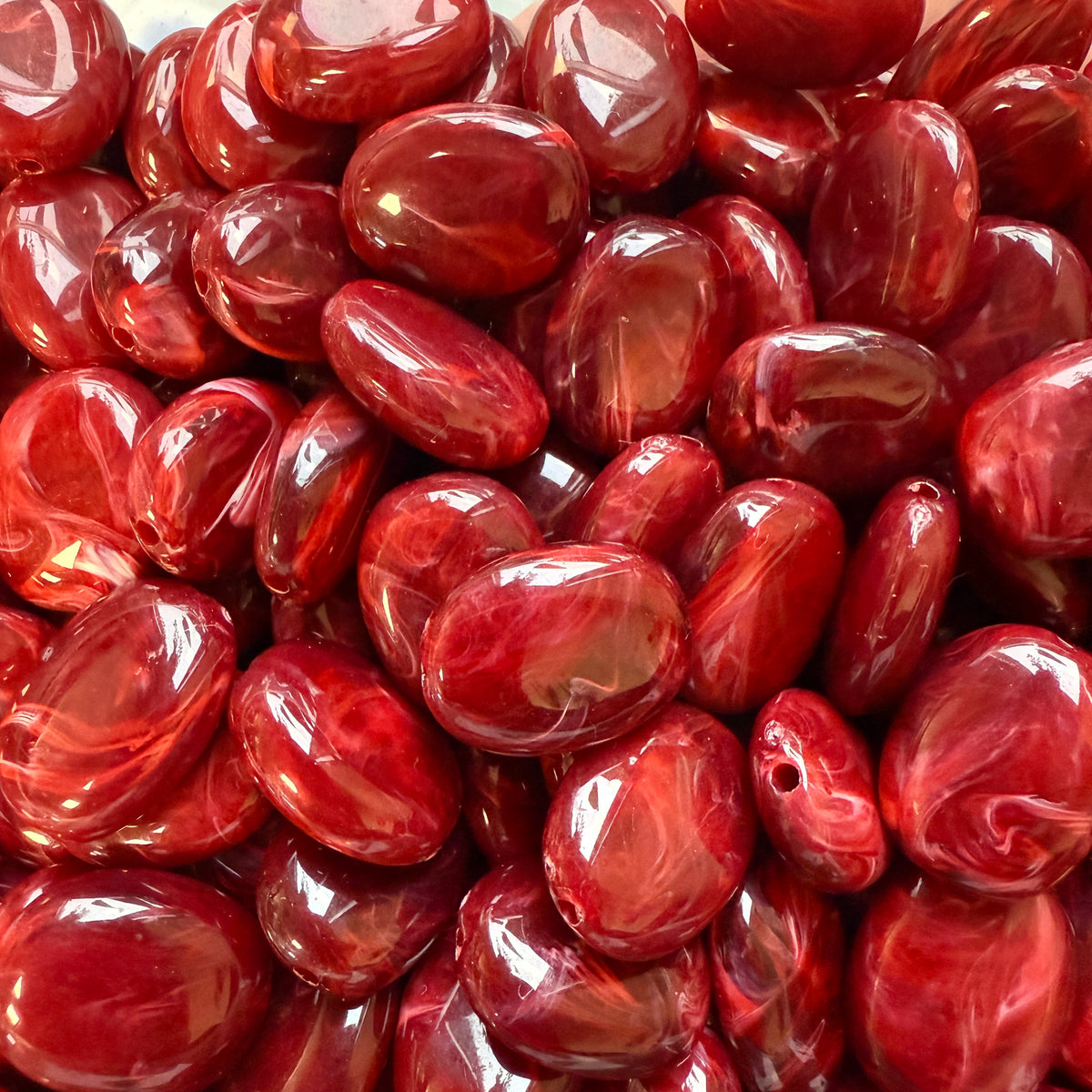 Acryl kraal ovaal Gemstone Rood 19mm - per stuk-Kralen-Kraaltjes van Renate