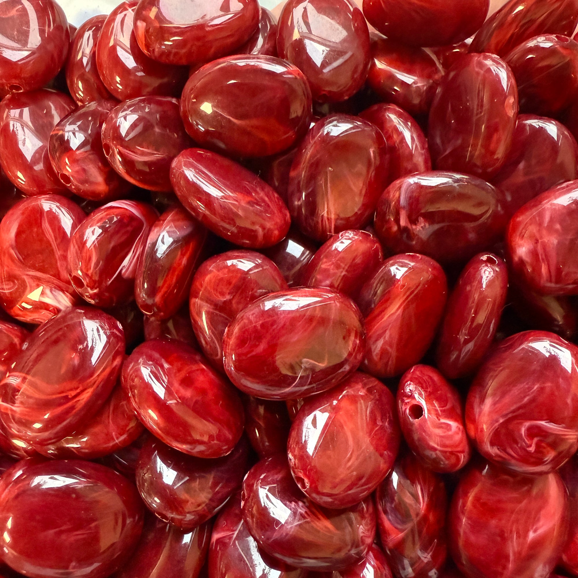 Acryl kraal ovaal Gemstone Rood 19mm - per stuk-Kralen-Kraaltjes van Renate