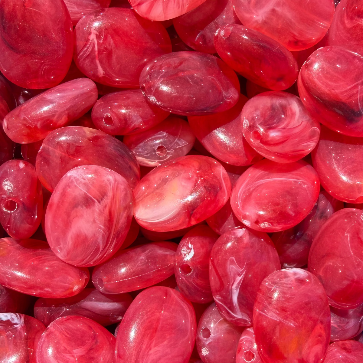 Acryl kraal ovaal Gemstone Roze rood 19mm - per stuk-Kralen-Kraaltjes van Renate
