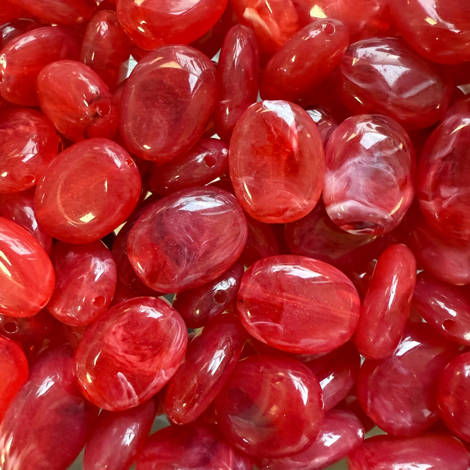 Acryl kraal ovaal Gemstone Roze rood 19mm - per stuk-Kralen-Kraaltjes van Renate