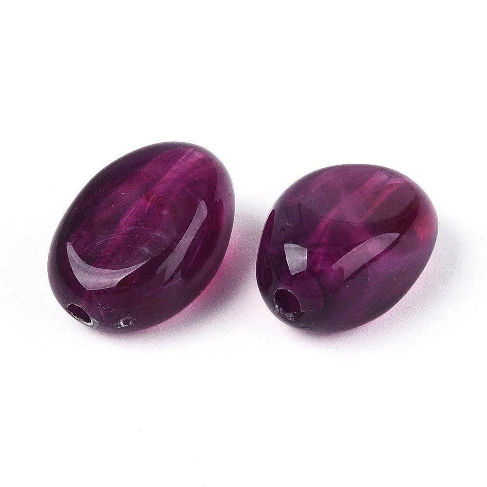 Acryl kraal ovaal Gemstone aubergine 19mm - per stuk-Kralen-Kraaltjes van Renate