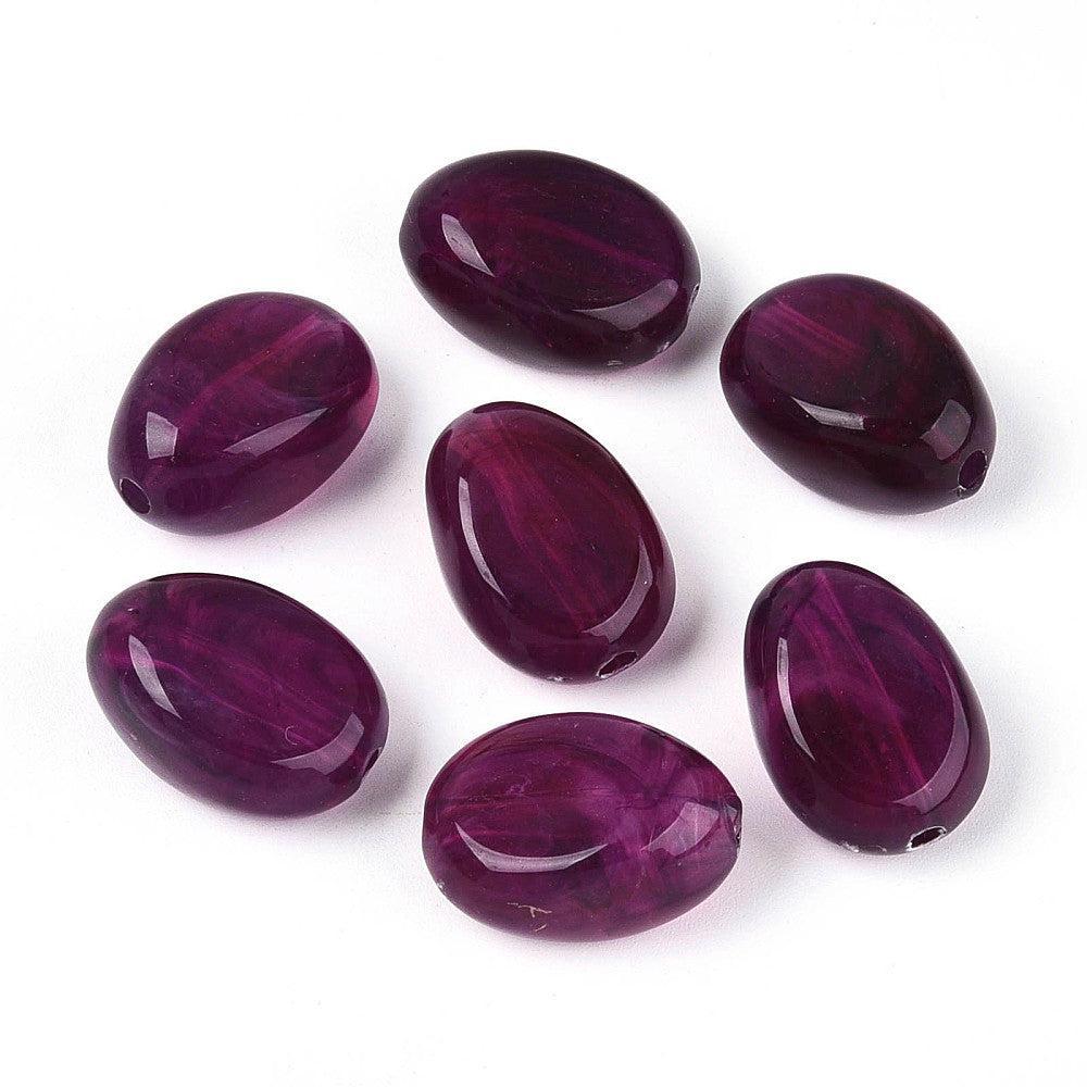 Acryl kraal ovaal Gemstone aubergine 19mm - per stuk-Kralen-Kraaltjes van Renate