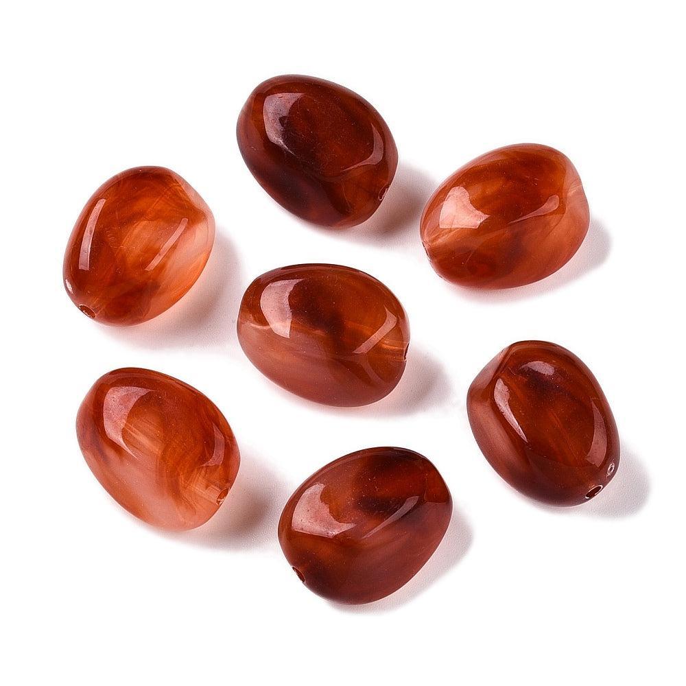 Acryl kraal ovaal Gemstone karamel bruin 23mm - per stuk-Kralen-Kraaltjes van Renate