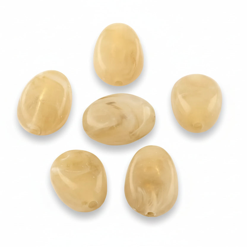 Acryl kraal ovaal marmer beige 18mm - per stuk-Kralen-Kraaltjes van Renate
