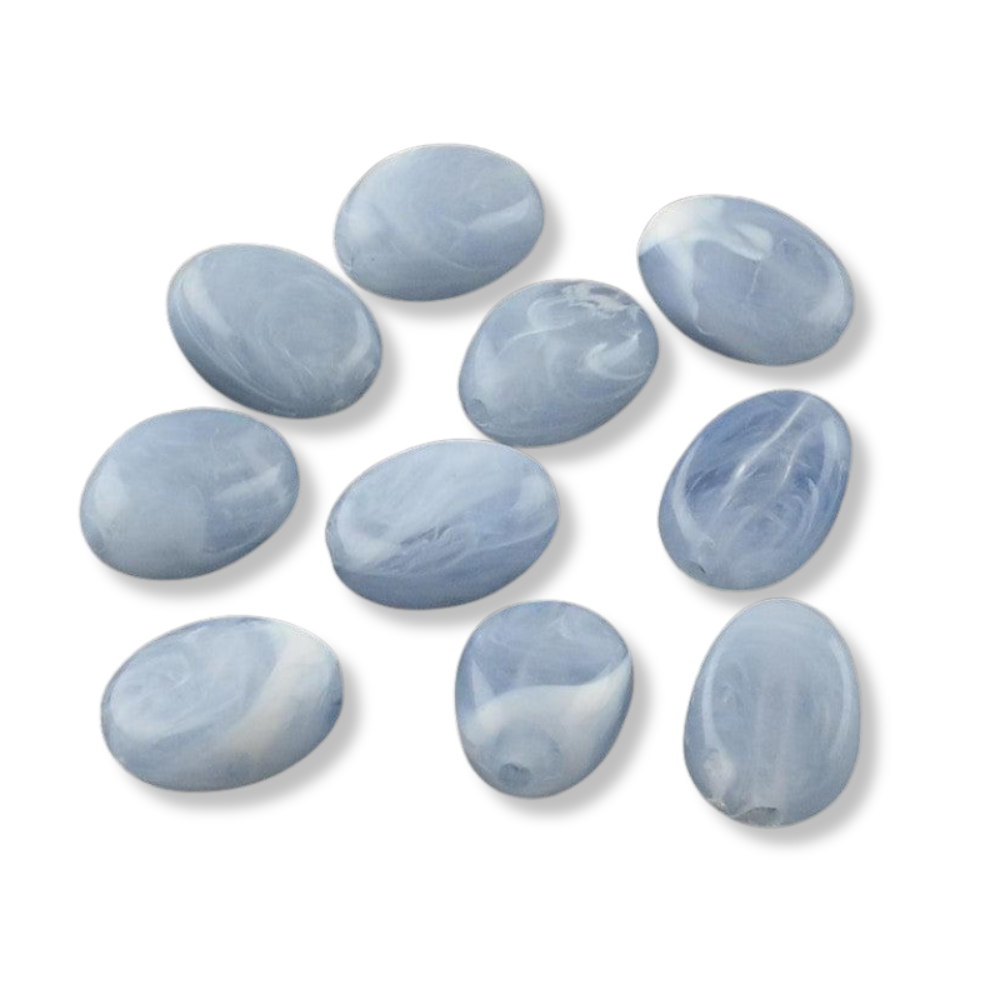 Acryl kraal ovaal marmer lavendel blauw 18mm - per stuk-Kralen-Kraaltjes van Renate
