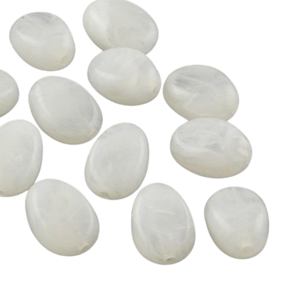 Acryl kraal ovaal marmer wit 18mm - per stuk-Kralen-Kraaltjes van Renate
