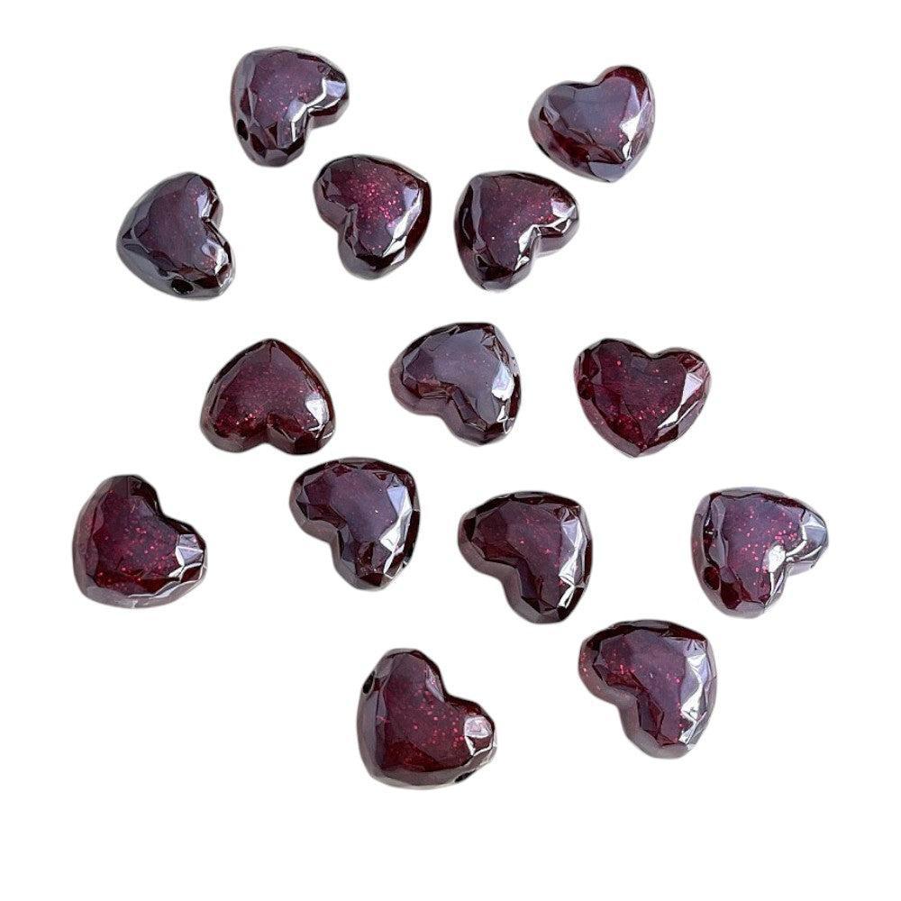 Acryl kraal paars hart glitter 19mm- per stuk-bedels-Kraaltjes van Renate