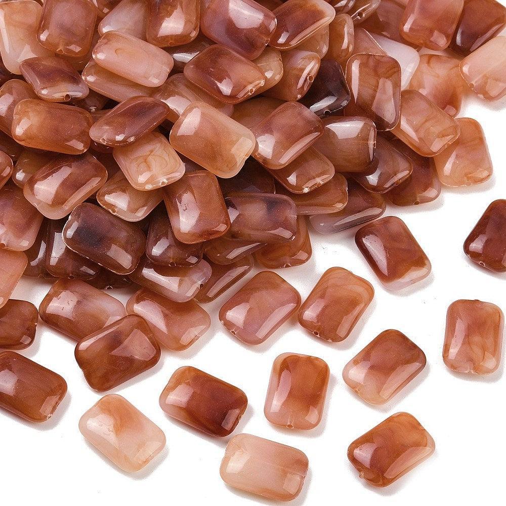Acryl kraal rechthoek Gemstone cognac 20mm - per stuk-Kralen-Kraaltjes van Renate