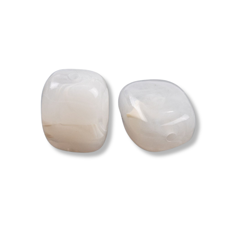 Acryl kraal rechthoek marmer creme wit 13mm - per stuk-Kralen-Kraaltjes van Renate
