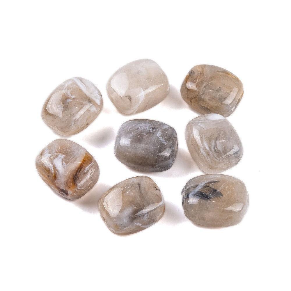 Acryl kraal rechthoek marmer grijs 13mm - per stuk-Kralen-Kraaltjes van Renate