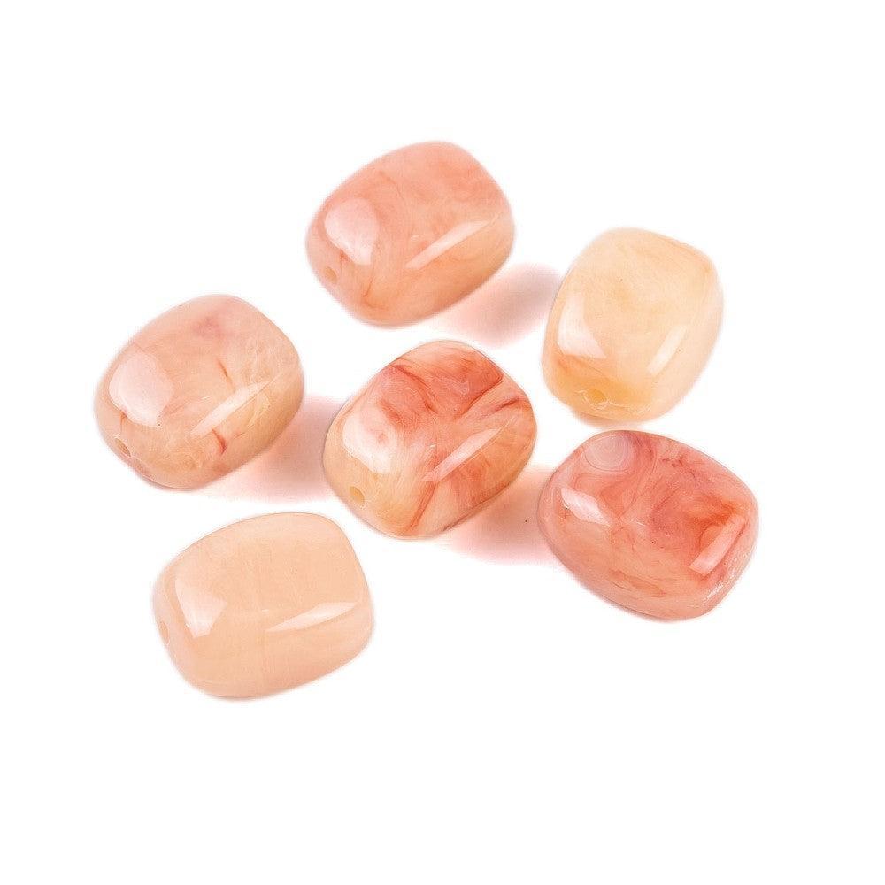 Acryl kraal rechthoek marmer zalmroze 13mm - per stuk-Kralen-Kraaltjes van Renate