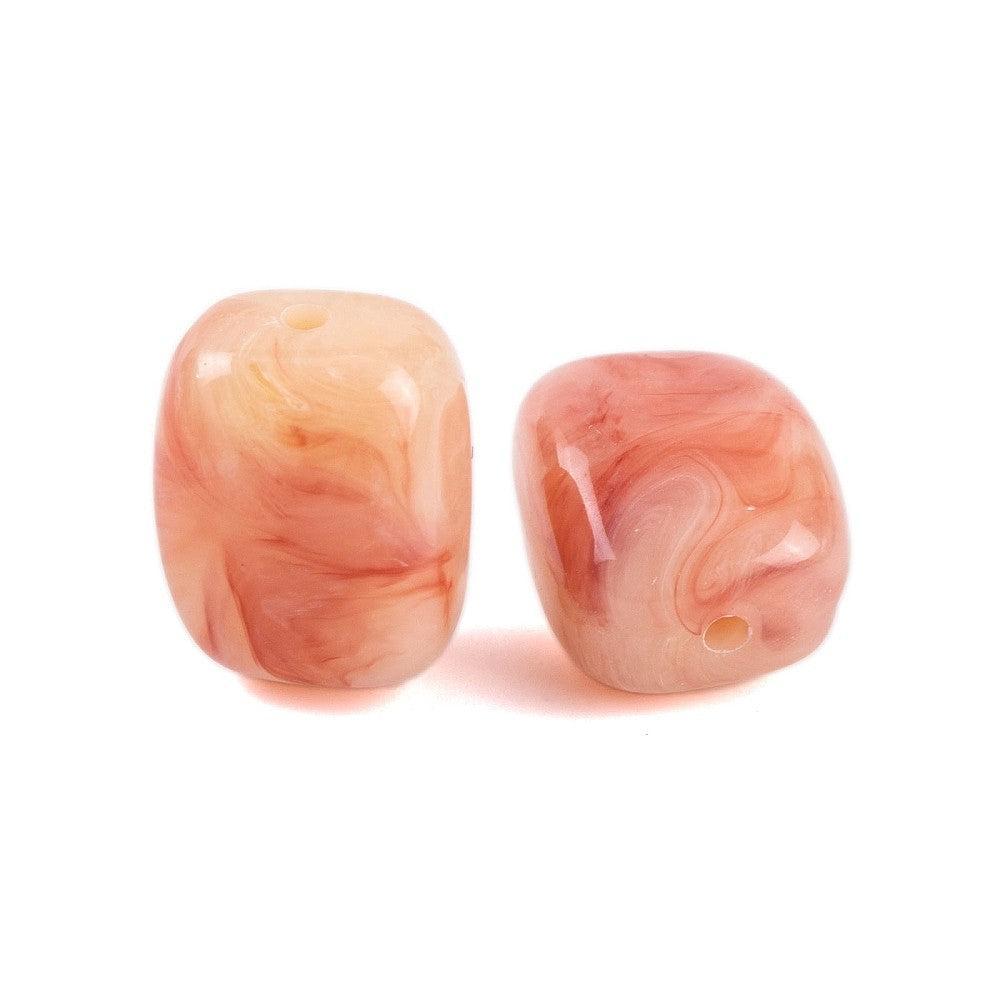 Acryl kraal rechthoek marmer zalmroze 13mm - per stuk-Kralen-Kraaltjes van Renate