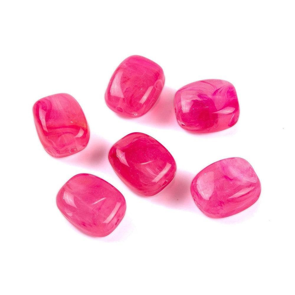 Acryl kraal rechthoek marmer roze 13mm - per stuk-Kralen-Kraaltjes van Renate