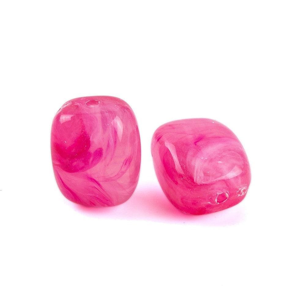 Acryl kraal rechthoek marmer roze 13mm - per stuk-Kralen-Kraaltjes van Renate
