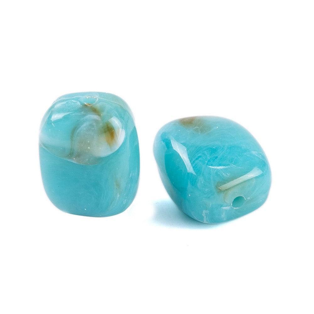 Acryl kraal rechthoek marmer turquoise 13mm - per stuk-Kralen-Kraaltjes van Renate
