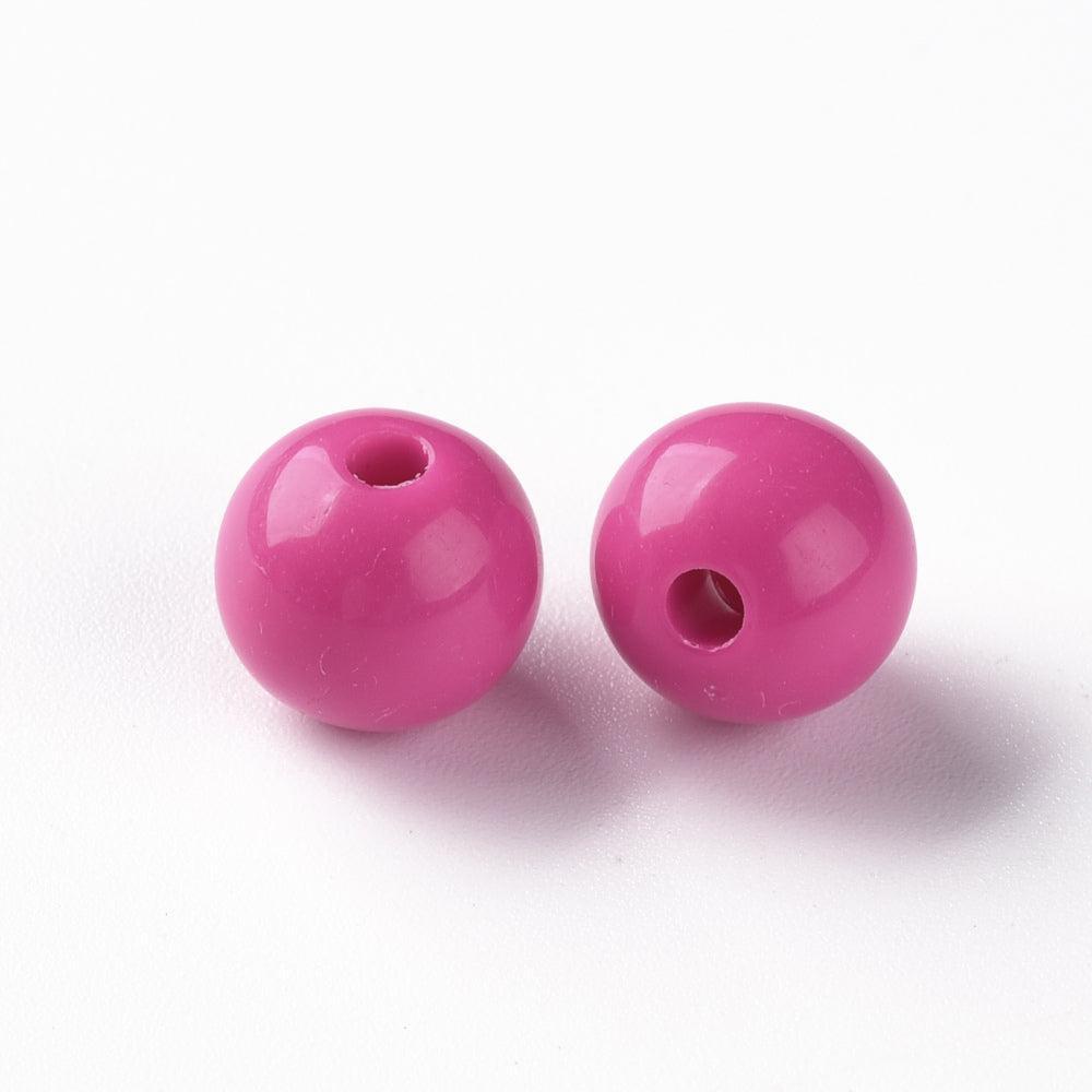Acryl kraal rond Donker Roze 10mm - 25 stuks-Kralen-Kraaltjes van Renate