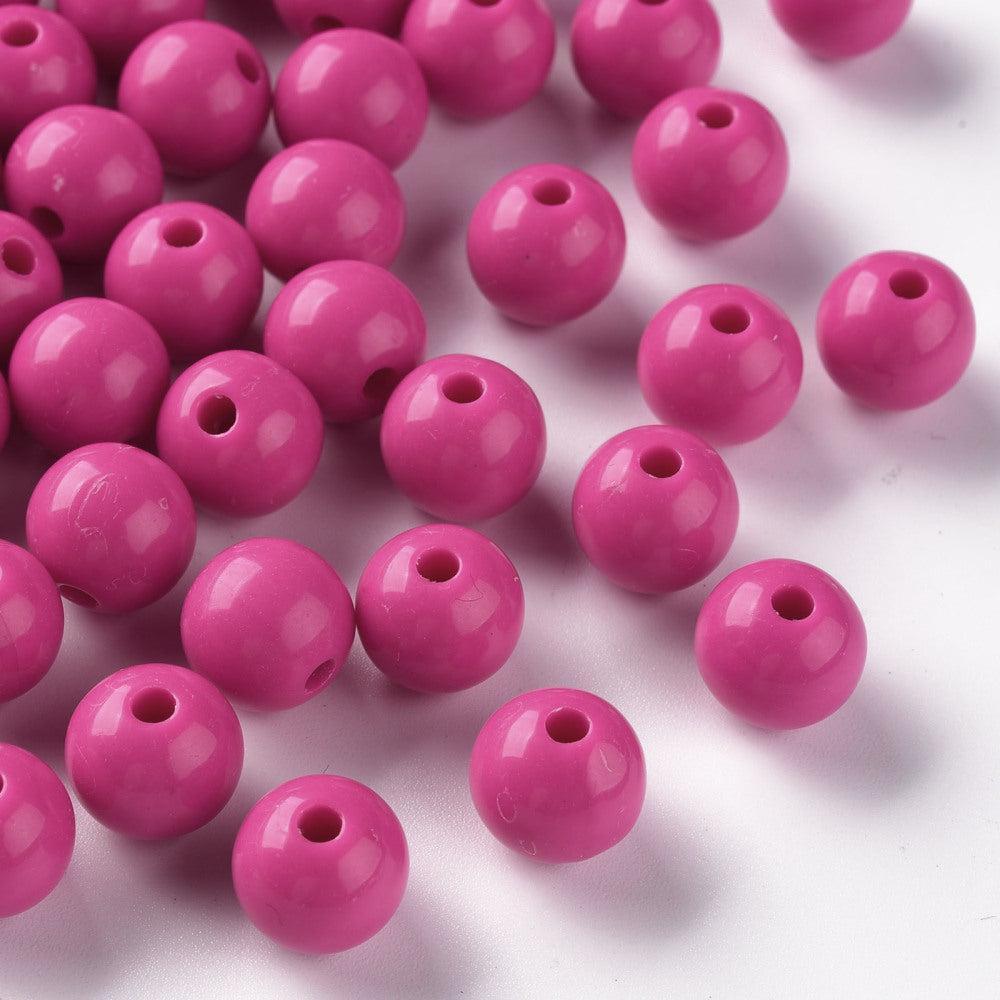 Acryl kraal rond Donker Roze 10mm - 25 stuks-Kralen-Kraaltjes van Renate