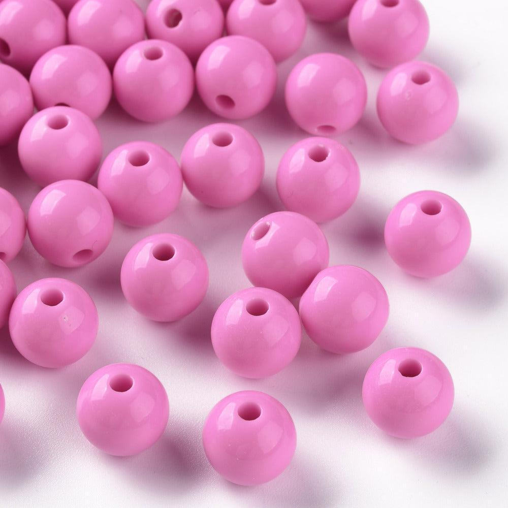 Acryl kraal rond Hot Pink 10mm - 25 stuks-Kralen-Kraaltjes van Renate
