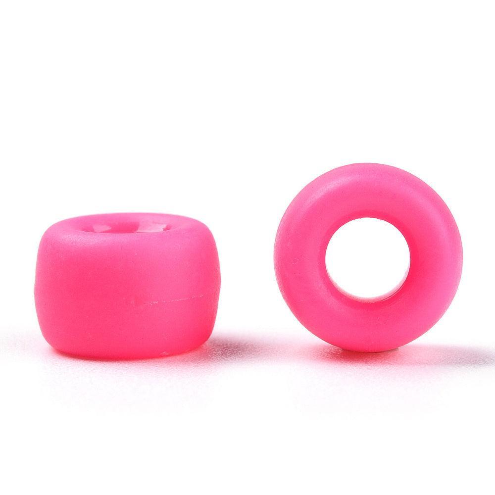 Acryl kraal rond Mat Hot Pink Ø4mm 9x6mm - 40 stuks-Kralen-Kraaltjes van Renate
