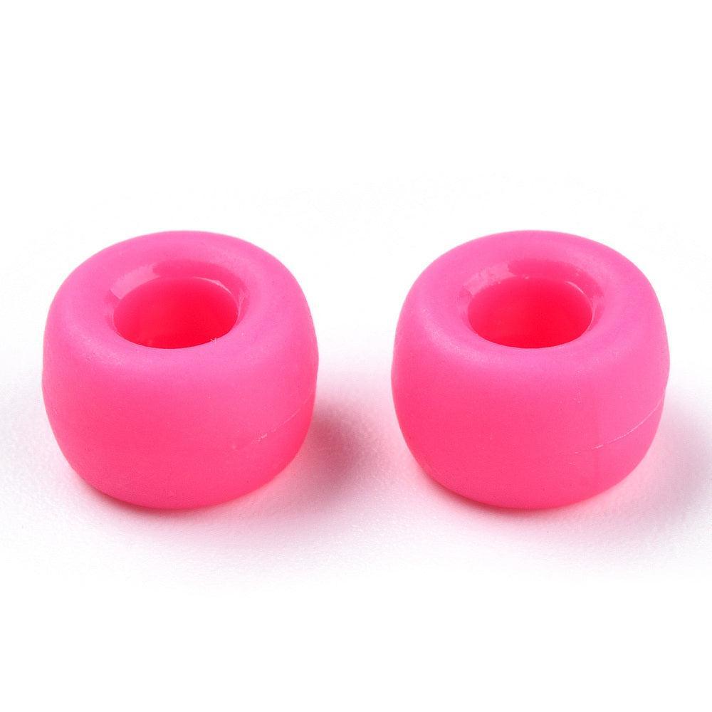 Acryl kraal rond Mat Hot Pink Ø4mm 9x6mm - 40 stuks-Kralen-Kraaltjes van Renate