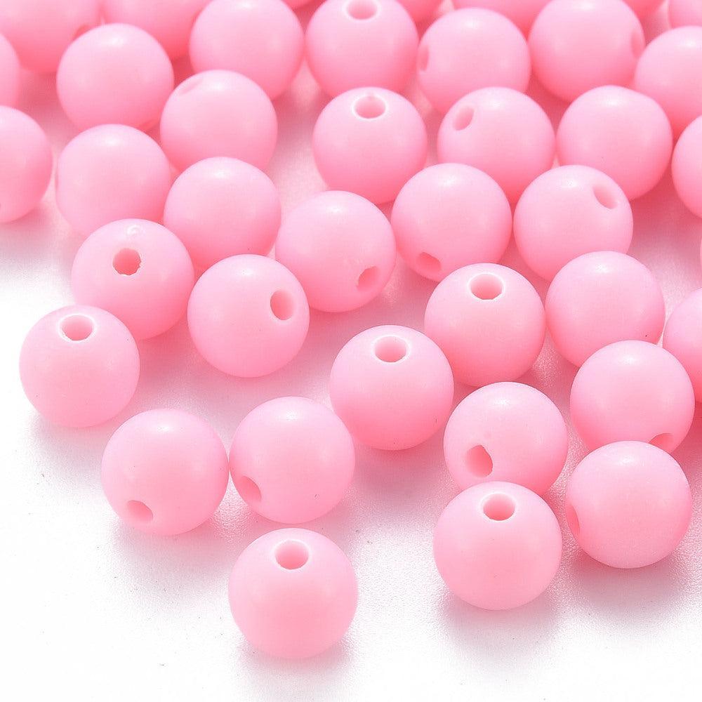 Acryl kraal rond Pearl Pink 8mm - 25 stuks-Kralen-Kraaltjes van Renate