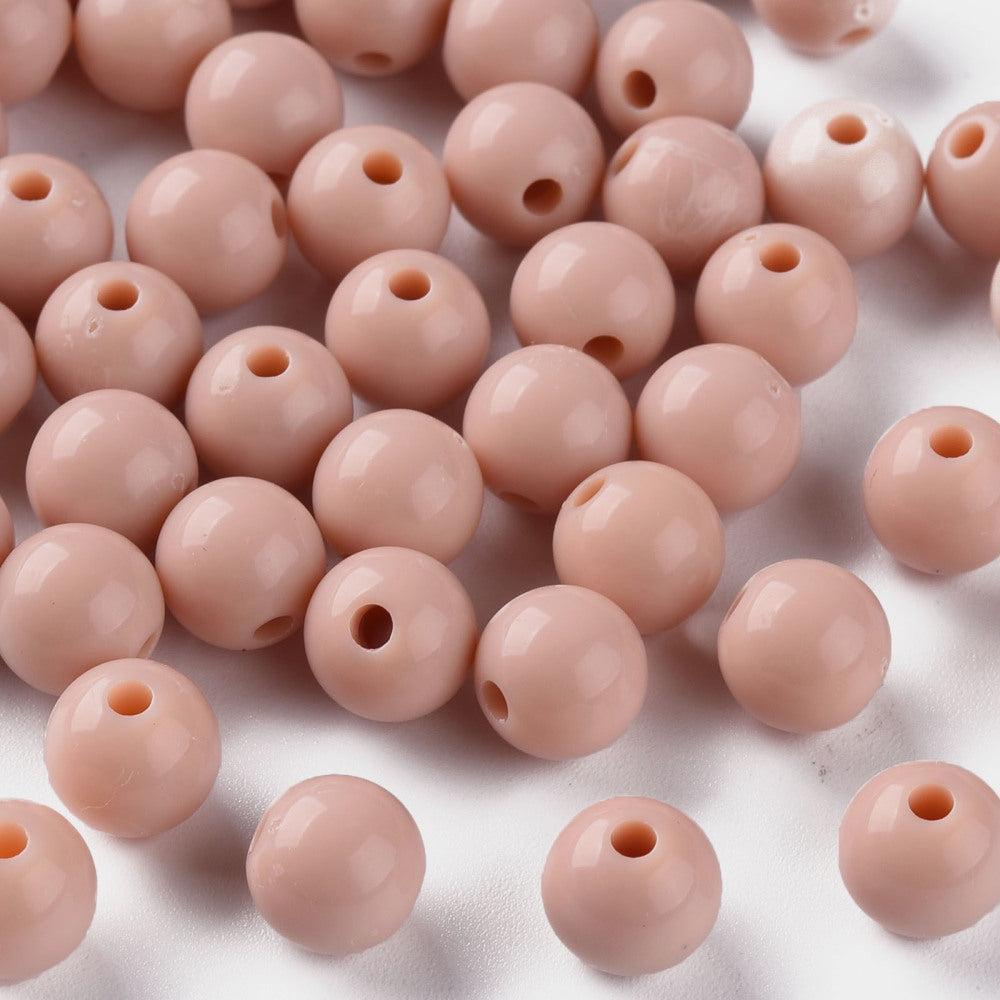 Acryl kraal rond Roze/Beige 8mm - 25 stuks-Kralen-Kraaltjes van Renate