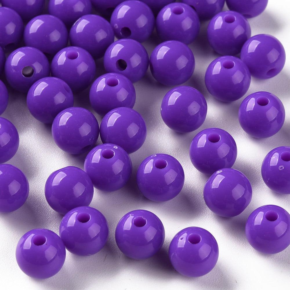 Acryl kraal rond donker paars 8mm - 25 stuks-Kralen-Kraaltjes van Renate