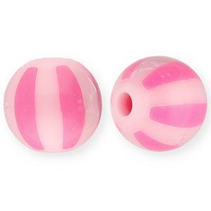 Acryl kraal rond gestreept Licht roze / Roze 12mm - per stuk-Kralen-Kraaltjes van Renate