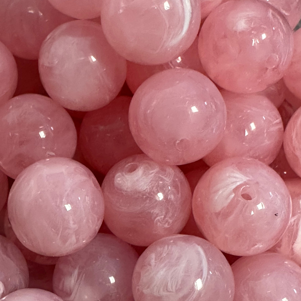 Acryl kraal rond marble Roze 18mm - per stuk-Kralen-Kraaltjes van Renate