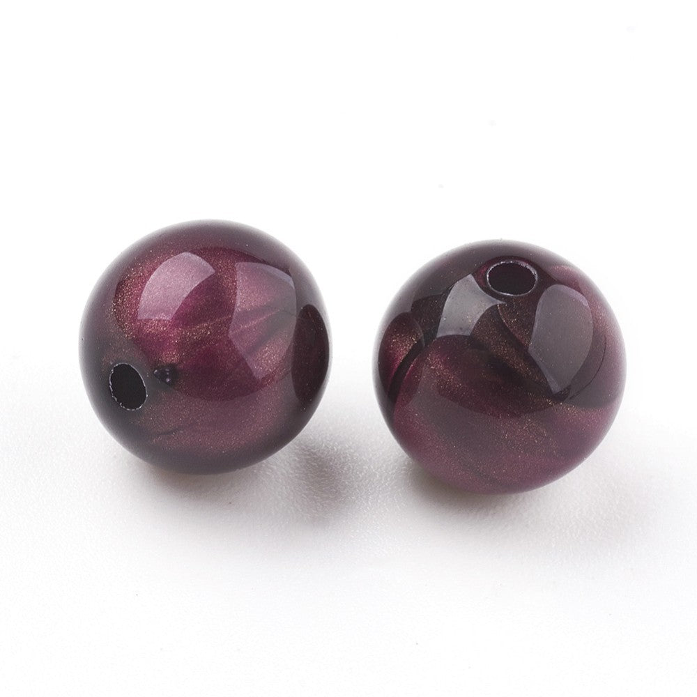 Acryl kraal rond marble aubergine 16mm - per stuk-Kralen-Kraaltjes van Renate