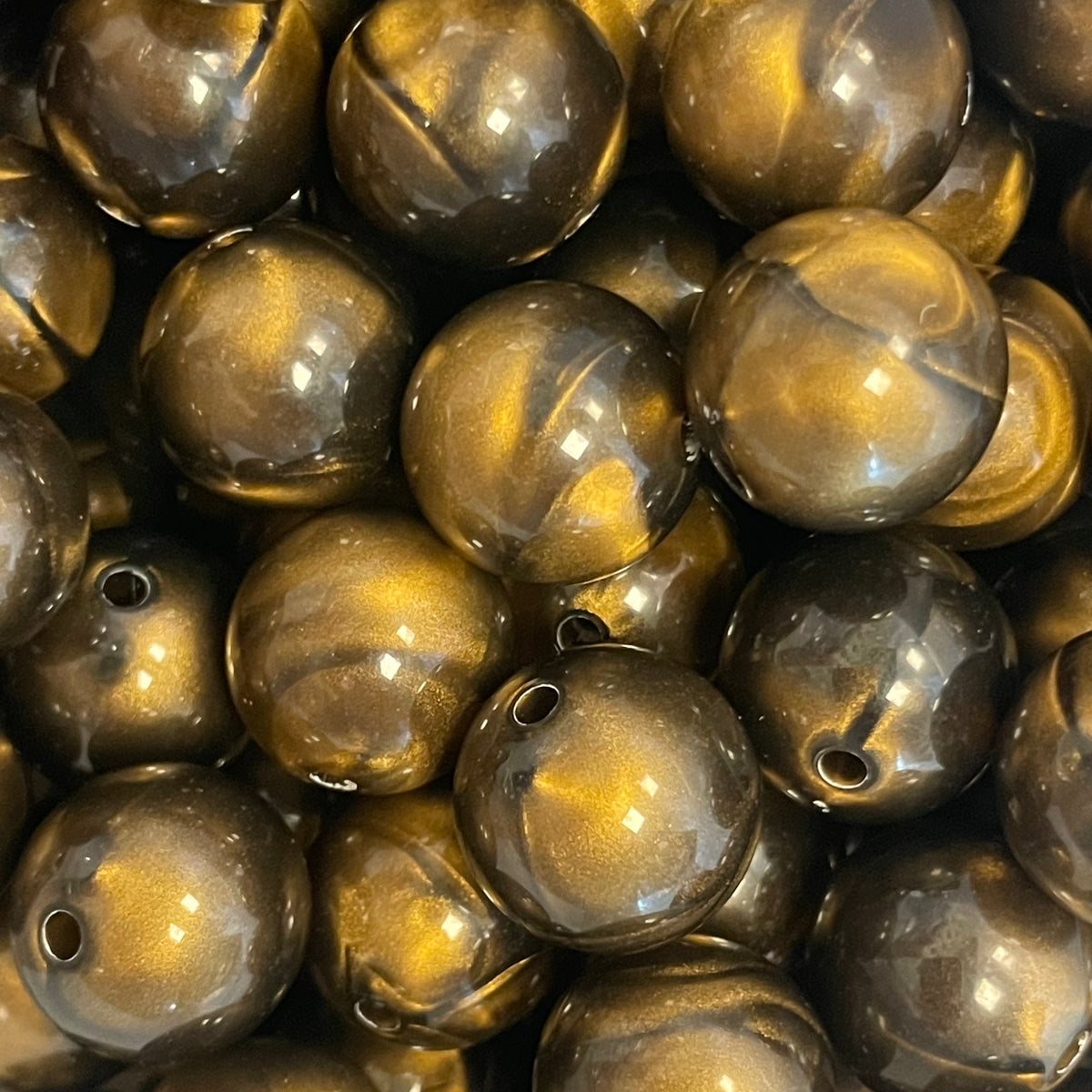 Acryl kraal rond marble bruin 16mm - per stuk-Kralen-Kraaltjes van Renate