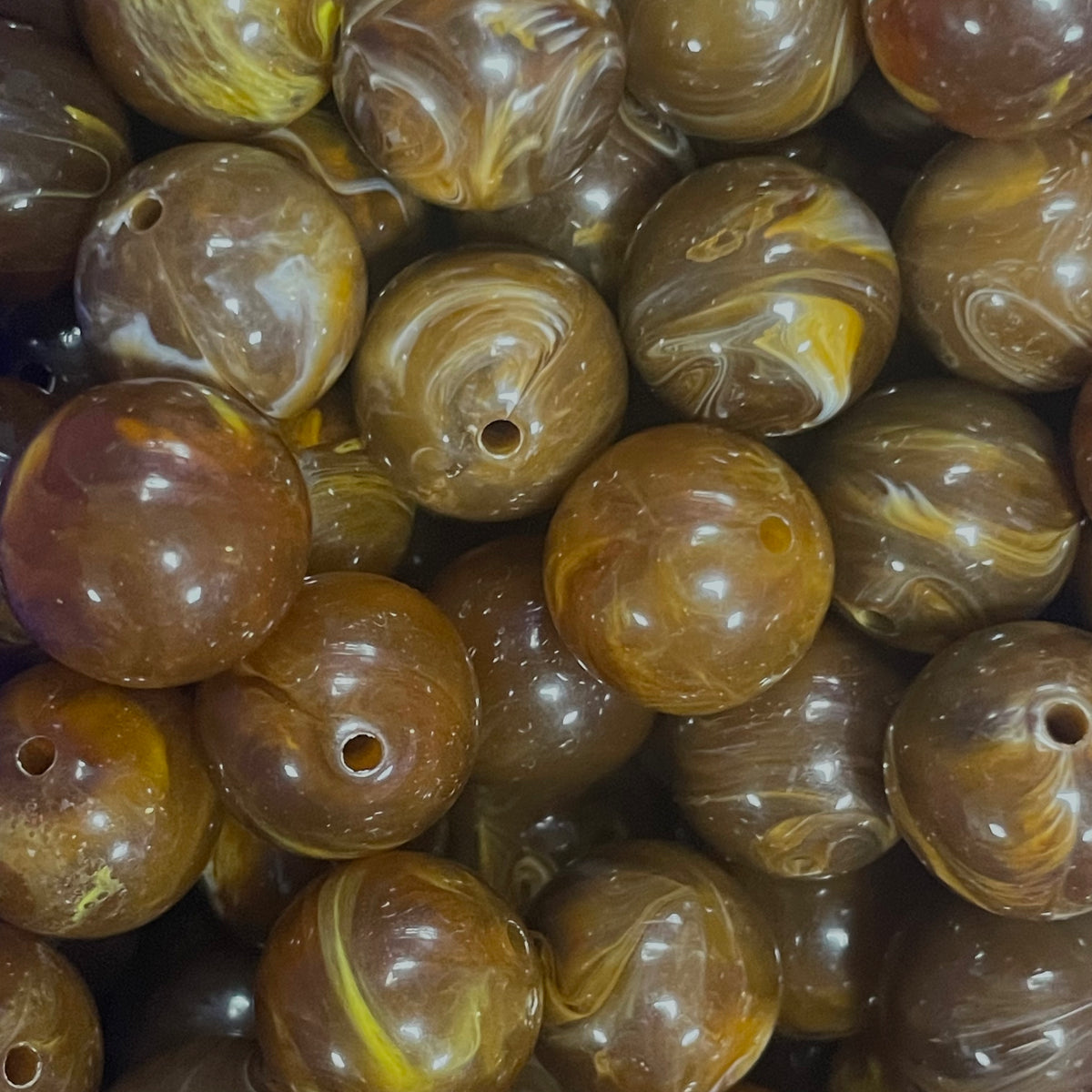 Acryl kraal rond marble bruin 16mm - per stuk-Kralen-Kraaltjes van Renate