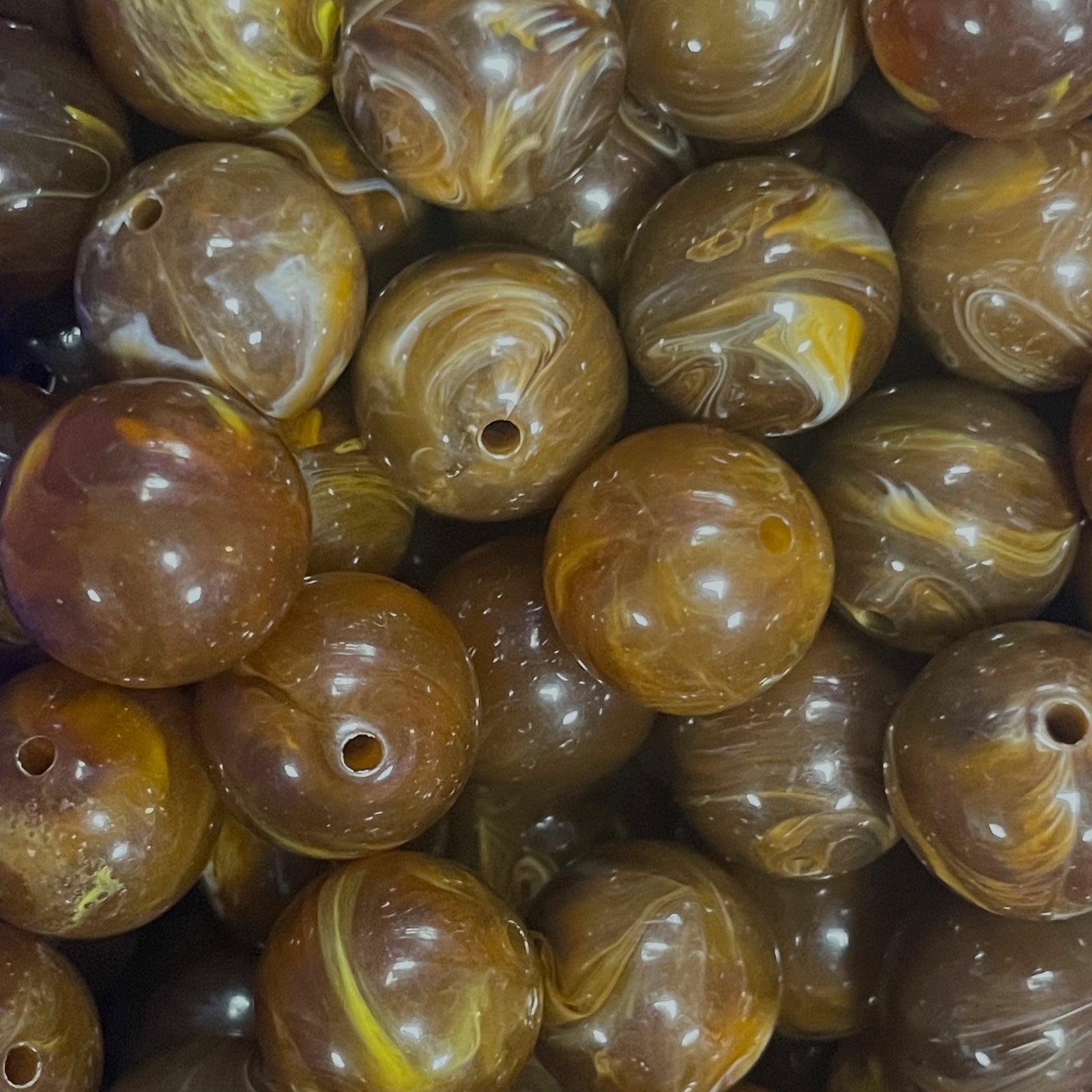 Acryl kraal rond marble bruin 16mm - per stuk-Kralen-Kraaltjes van Renate