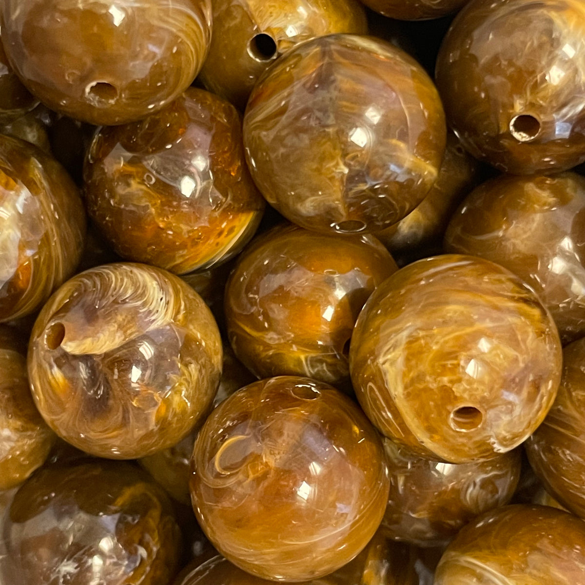 Acryl kraal rond marble bruin 18mm - per stuk-Kralen-Kraaltjes van Renate