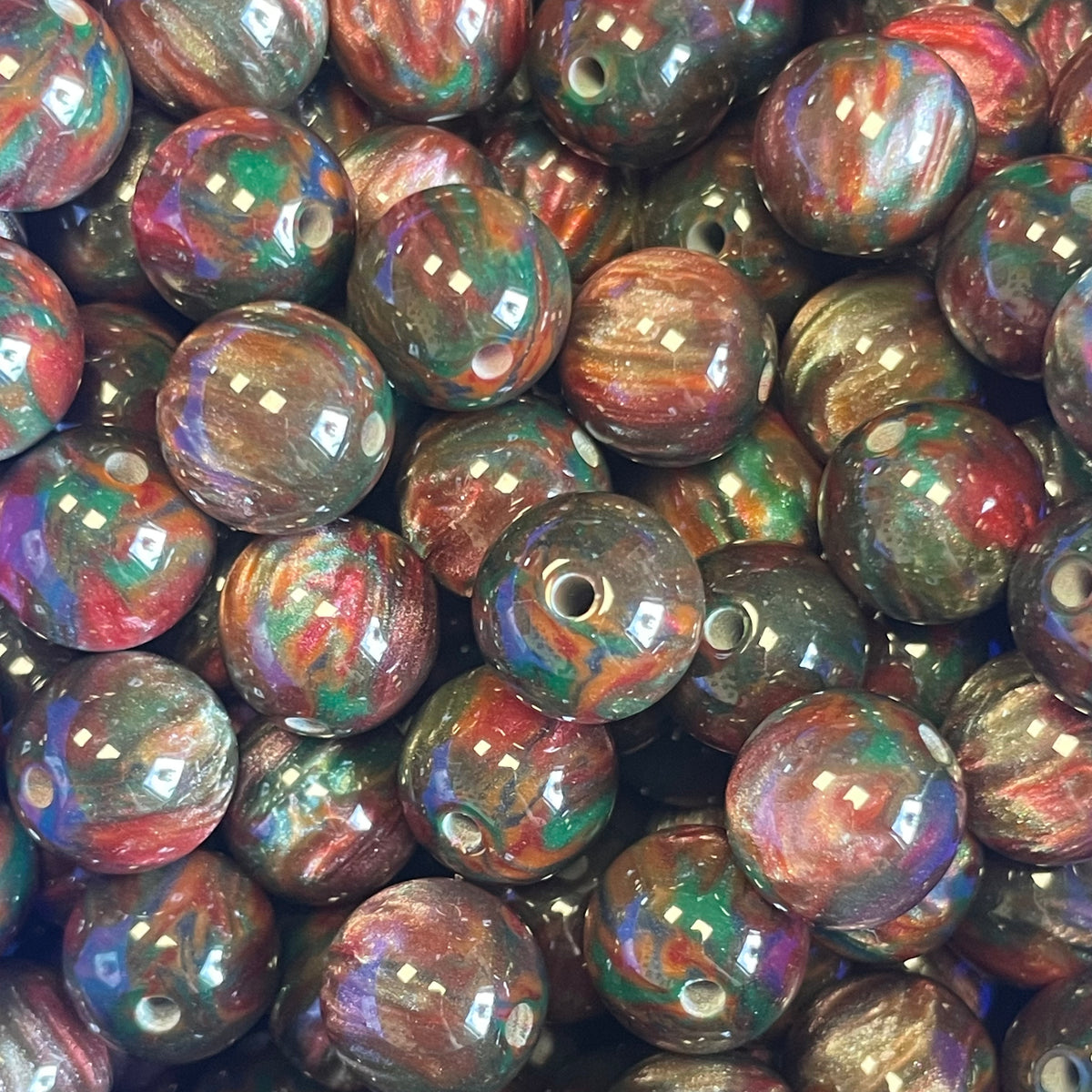 Acryl kraal rond marble dark 12mm - per stuk-Kralen-Kraaltjes van Renate