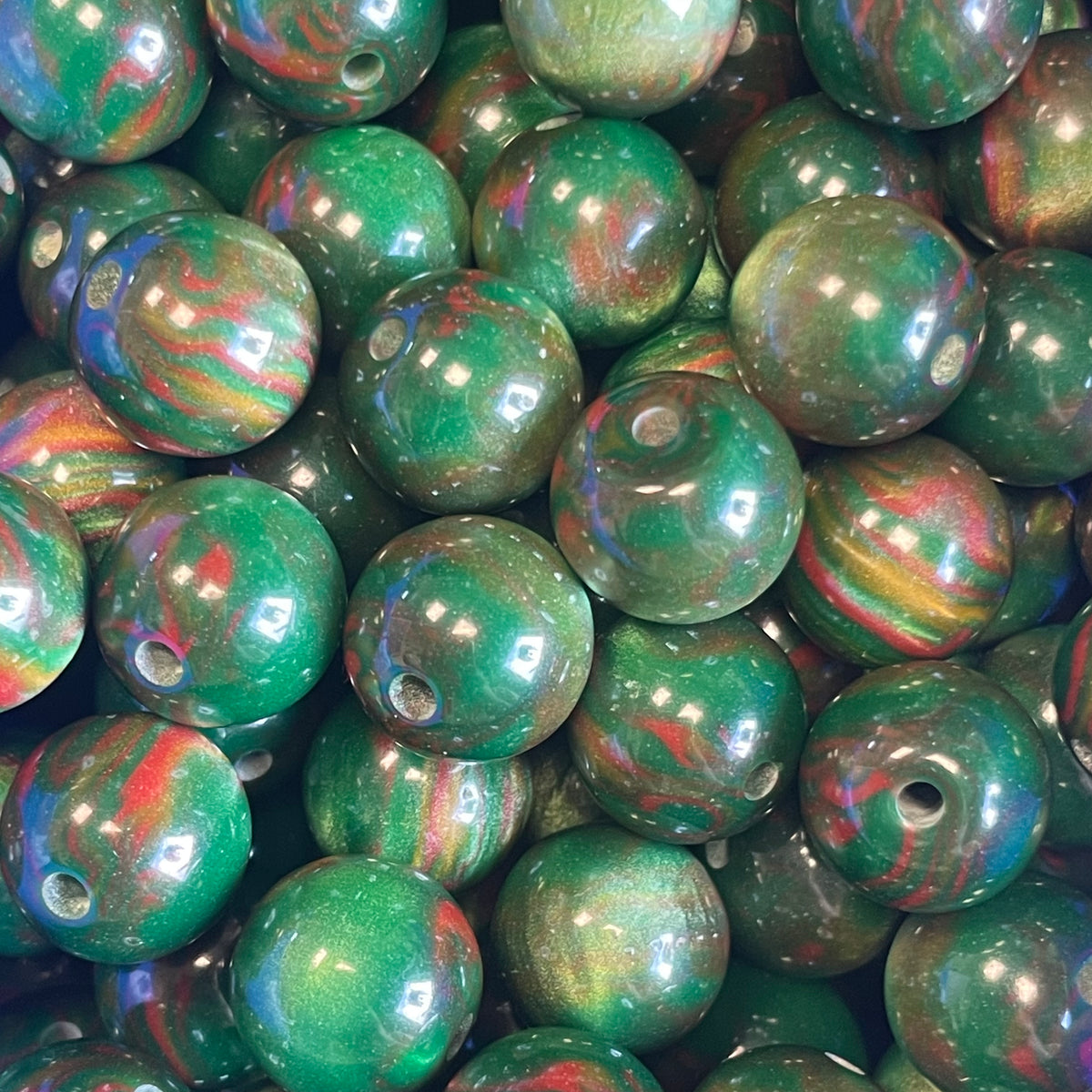 Acryl kraal rond marble groen 12mm - per stuk-Kralen-Kraaltjes van Renate