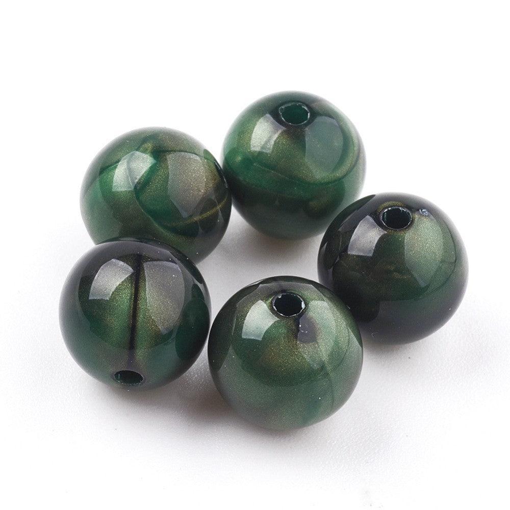 Acryl kraal rond marble groen 16mm - per stuk-Kralen-Kraaltjes van Renate