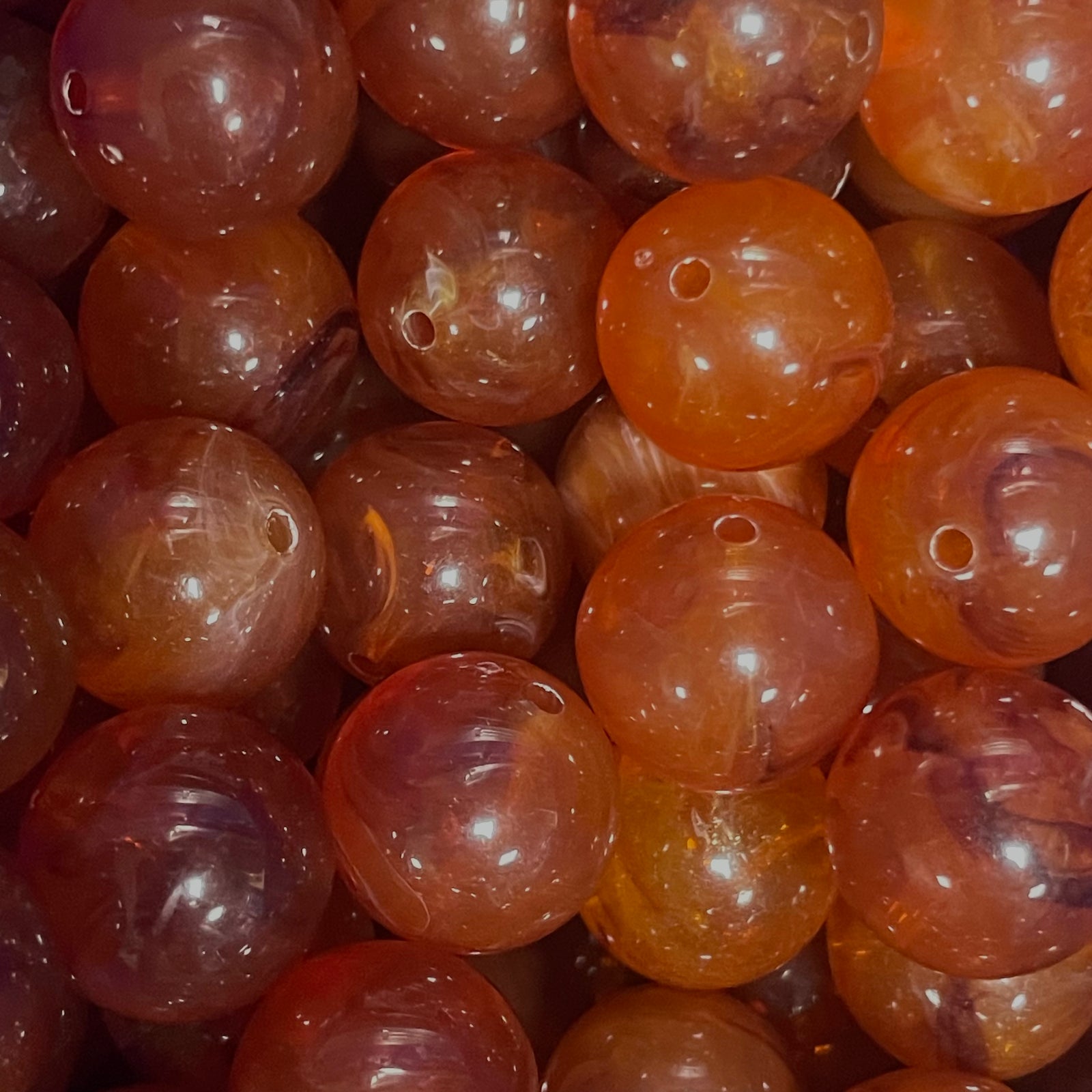 Acryl kraal rond marble orange 16mm - per stuk-Kralen-Kraaltjes van Renate